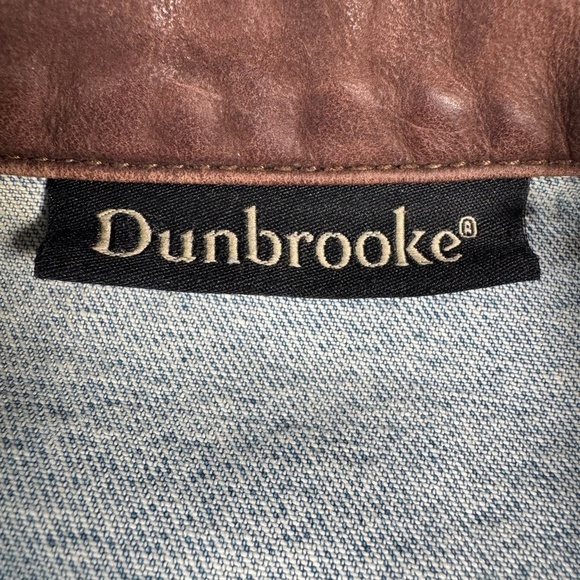 Dunbrooke Jacket Mens Large Blue Jean Barn Embroidered Leather Collared Vintage - Picture 3 of 16